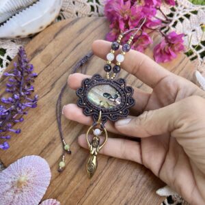 Paua Shell crystal necklace with a goddess pendant