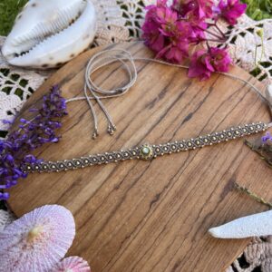 dainty crystal macrame choker necklace