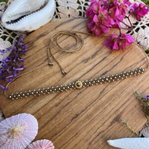 dainty crystal macrame choker necklace