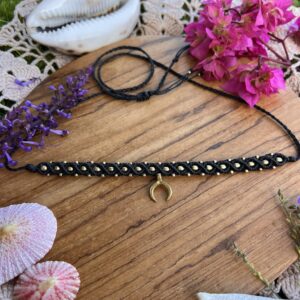 dainty crystal macrame choker necklace