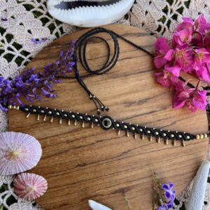 dainty crystal macrame choker necklace