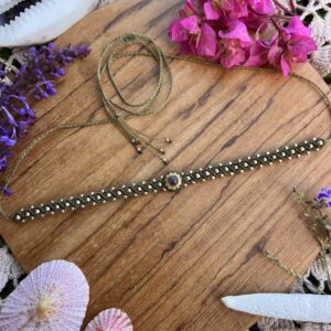 dainty crystal macrame choker necklace