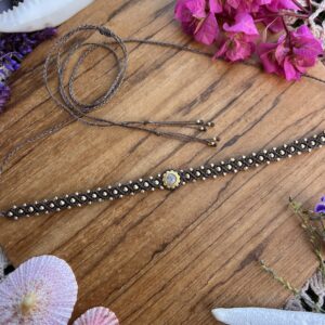 dainty crystal macrame choker necklace