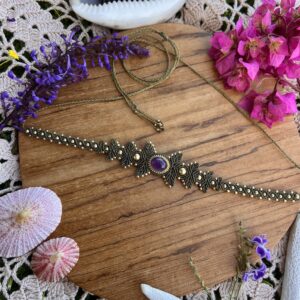 dainty crystal macrame choker necklace