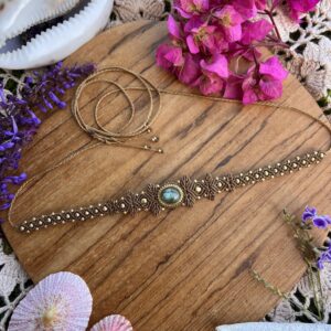 dainty crystal macrame choker necklace