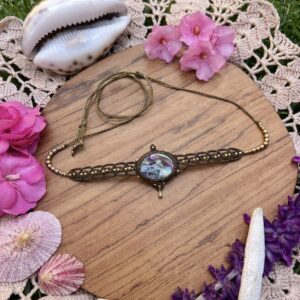 paua shell mermaid macrame choker