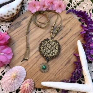 flower of life macrame necklace