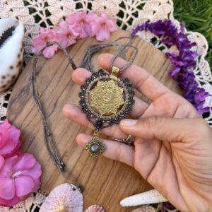 Om mandala macrame necklace
