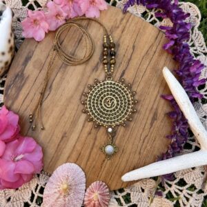 Om mandala macrame necklace