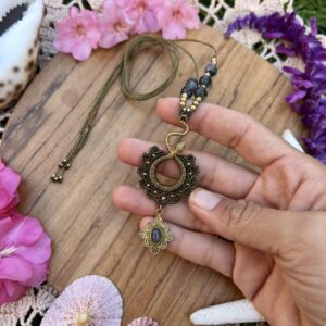 serpent macrame necklace