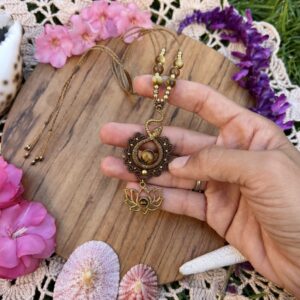 earthy serpent macrame necklace